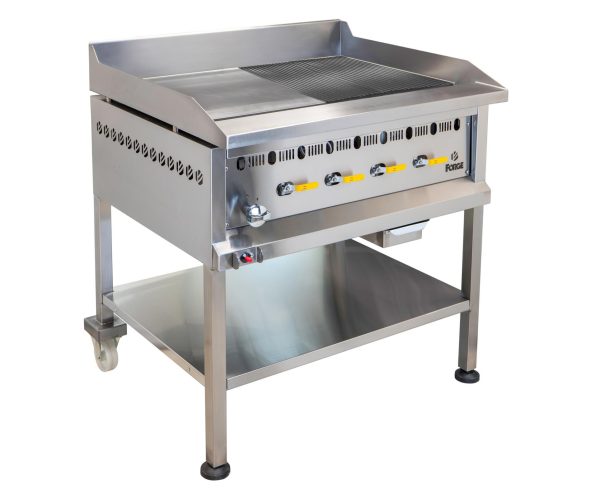 Solid Top Griller Half Ribbed 900mm